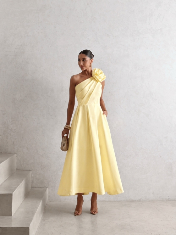 Vestido Importado Lua Amarelo Manteiga
