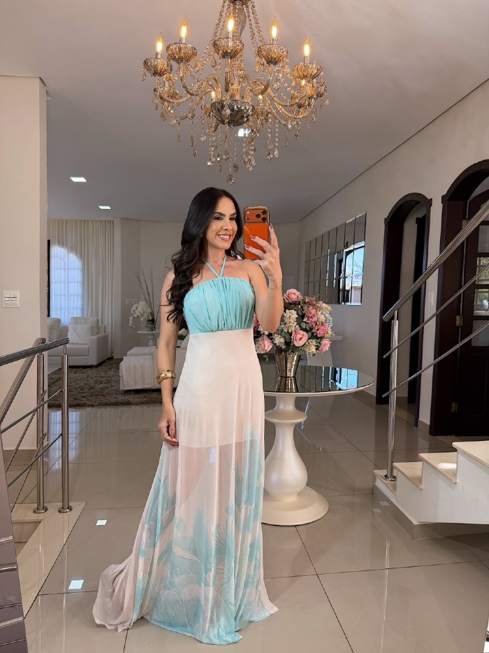 Vestido Longo Pamella Azul