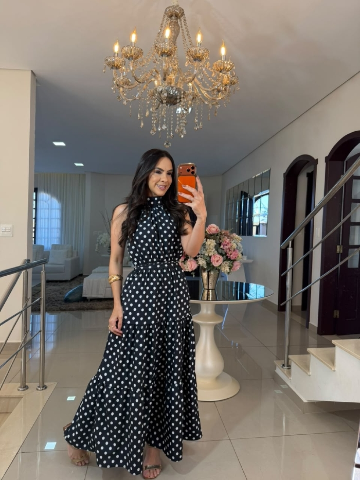 Vestido Maria Elisa Poá Preto