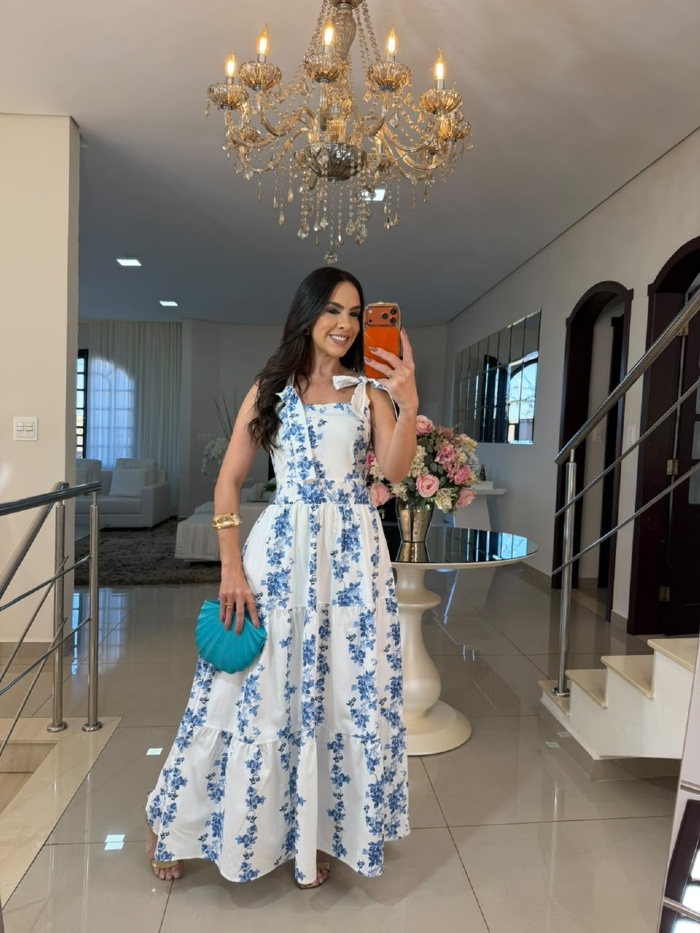 Vestido Emma Estampado Floral Azul