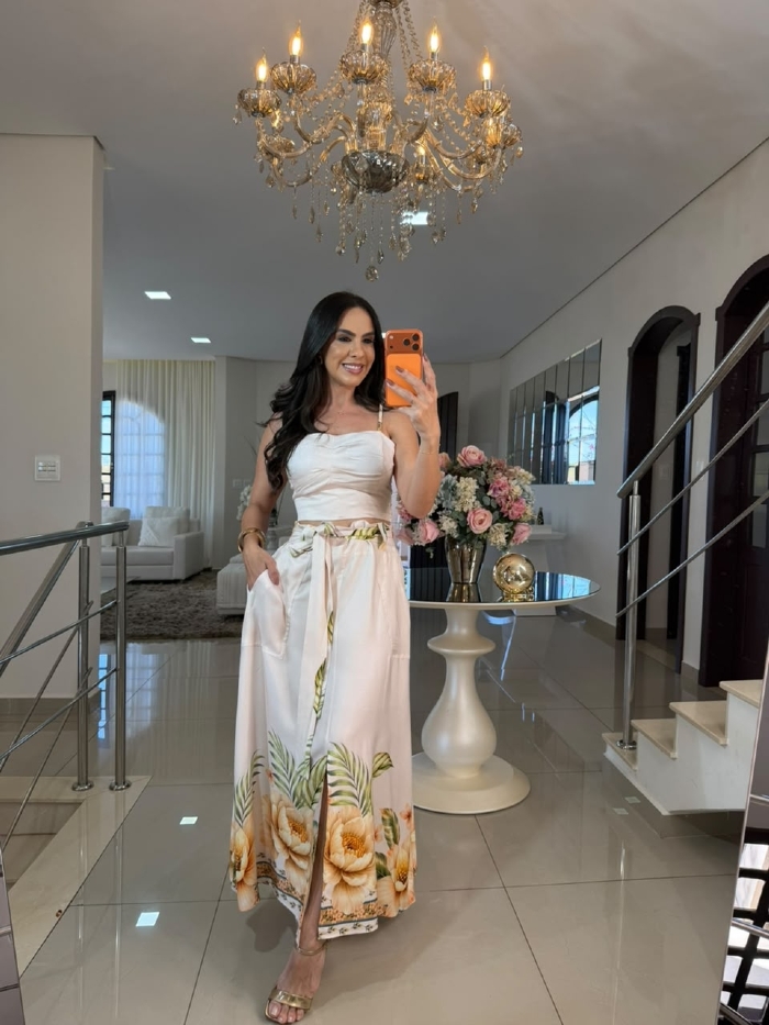 Conjunto Karoline Off White Estampado
