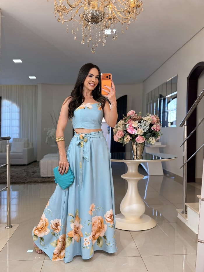 Conjunto Maria Rita Estampa Floral Azul