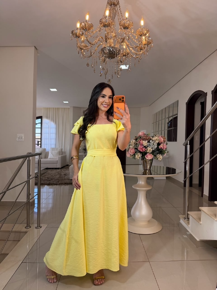 Vestido Moana Amarelo Manteiga