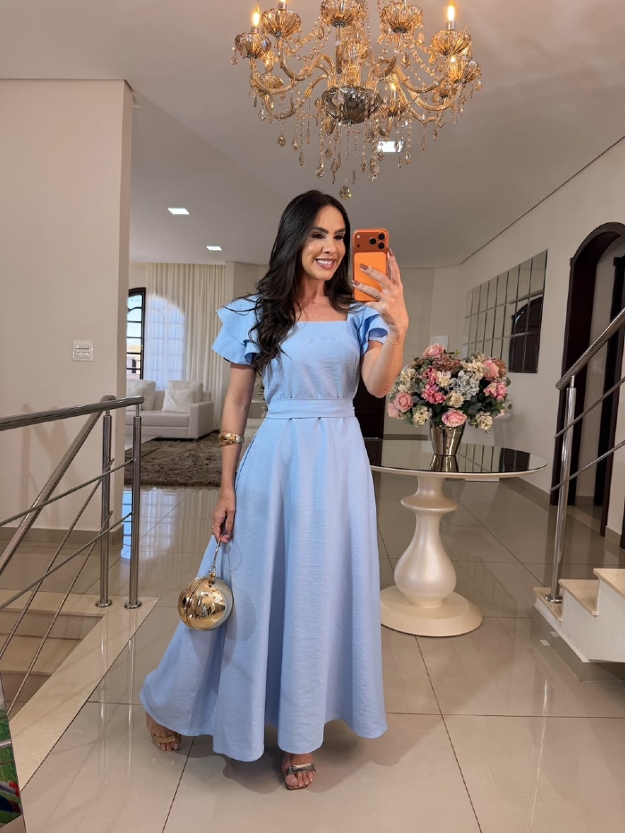 Vestido Moana Azul Bebê