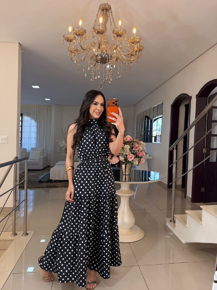 Vestido Maria Elisa Poá Preto