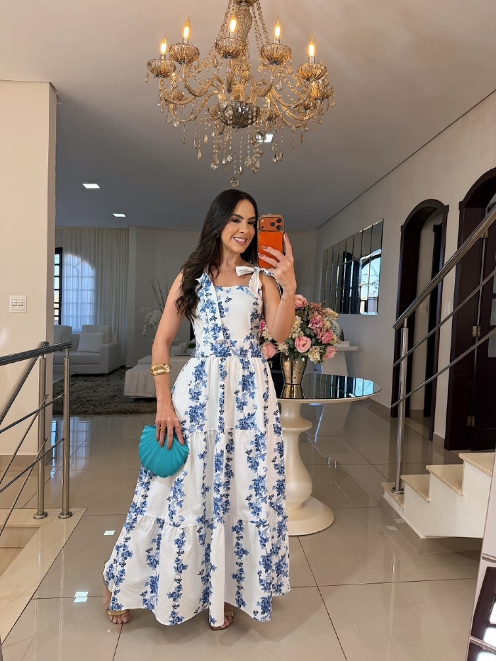 Vestido Manuela Estampado Floral Azul