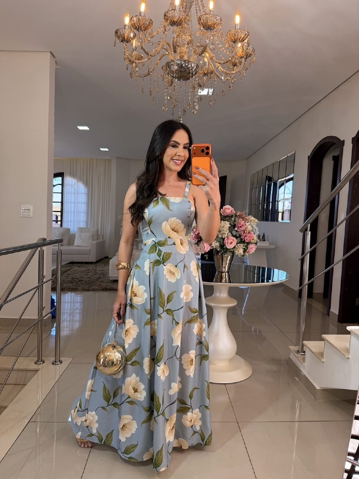 Vestido Emma Azul Bebê Estampado