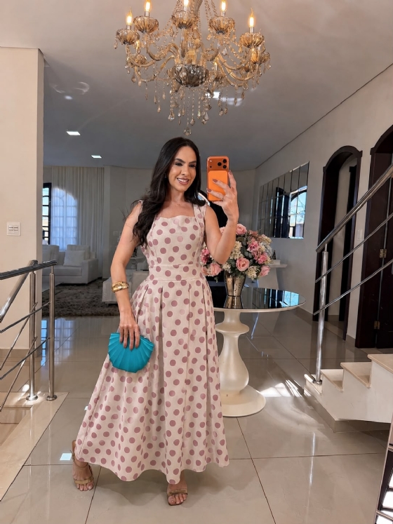 Vestido em Linho Sônia Poá Rosa