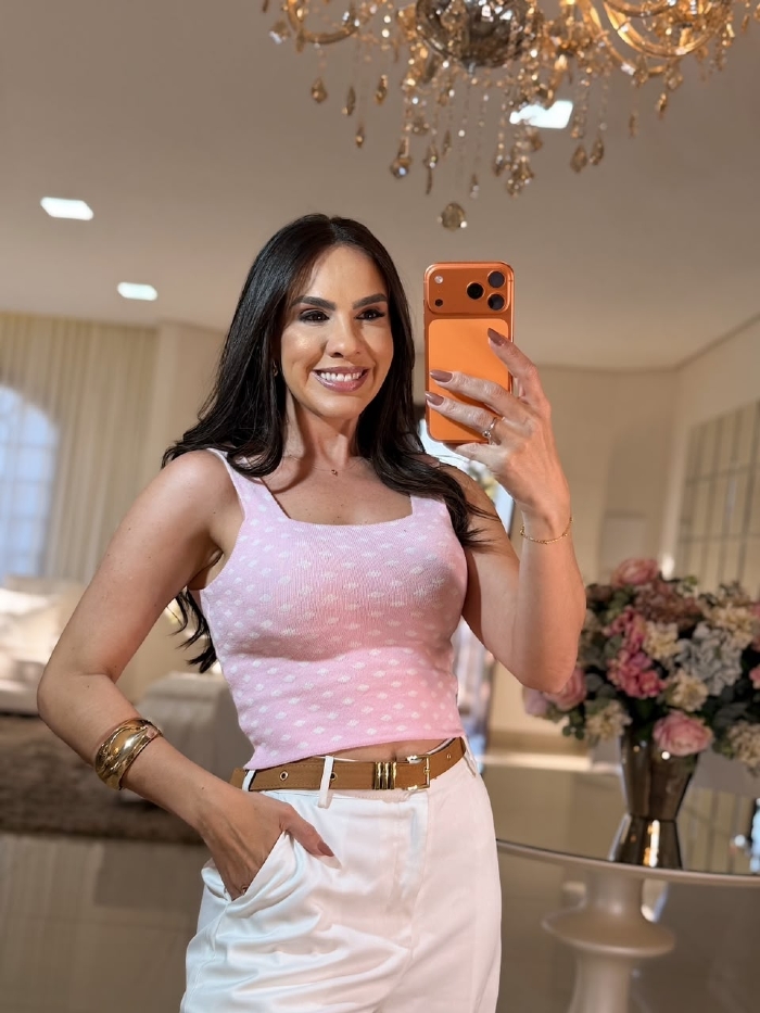 Blusa Tricô Mousse Lilian Rosa Poá