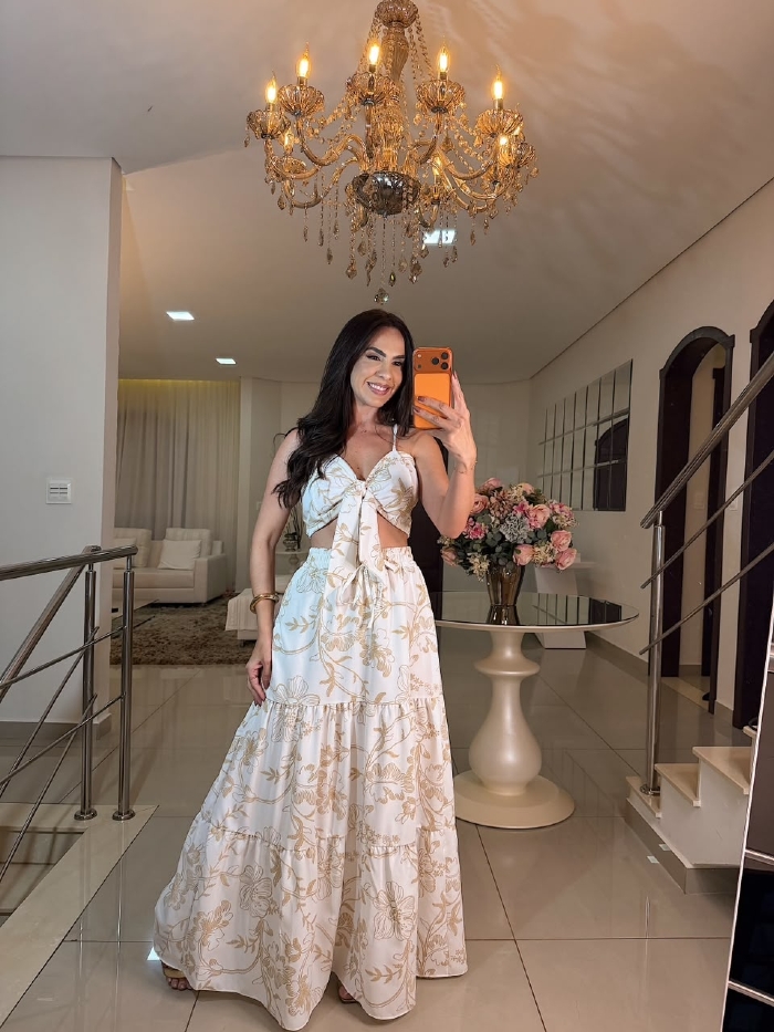 Conjunto Lais Branco Estampado Nude