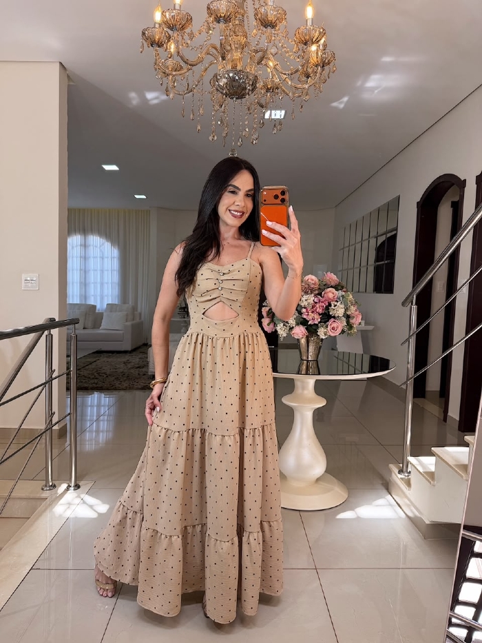 Vestido Francisca Nude Poá