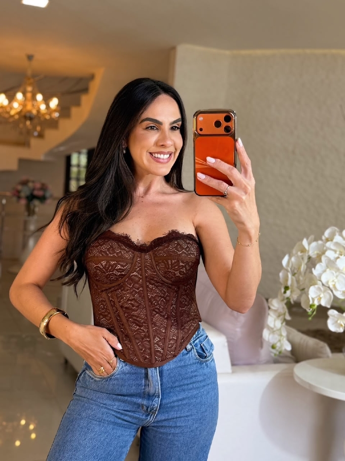 Corselet em Renda Dryelle Marrom
