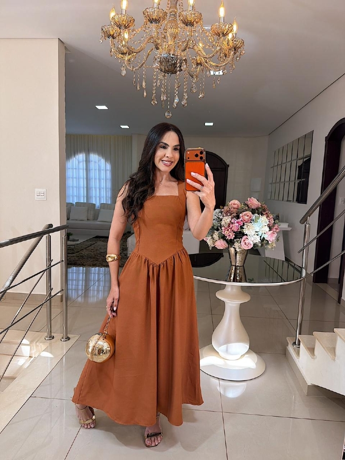 Vestido Silésia Caramelo