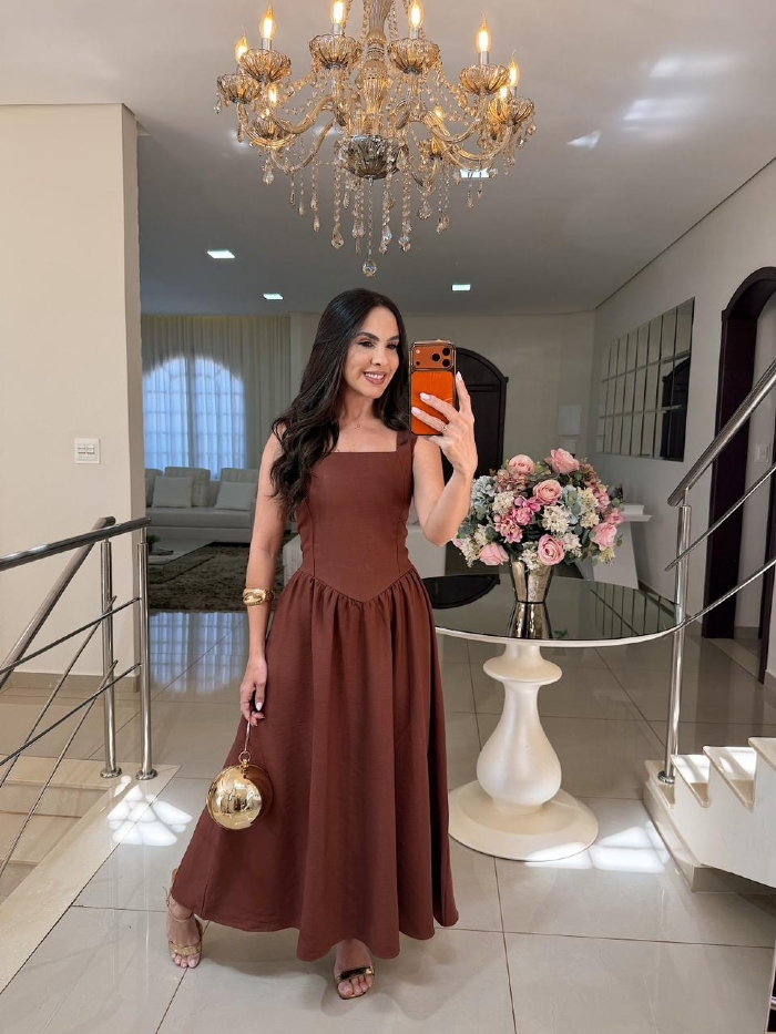 Vestido Silésia Marrom
