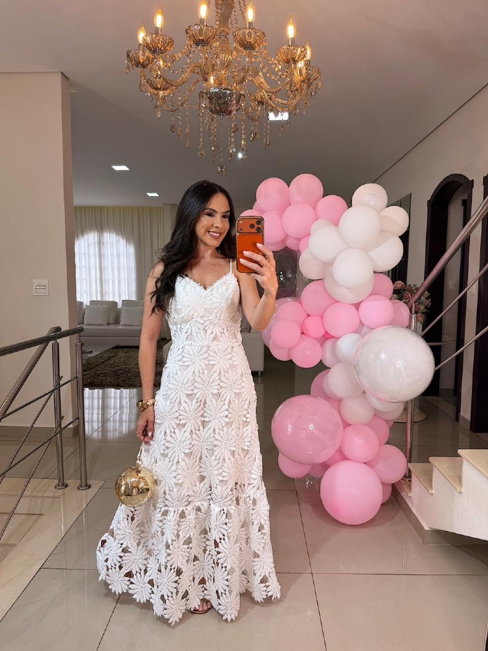 Vestido em Laise Ágata Branco