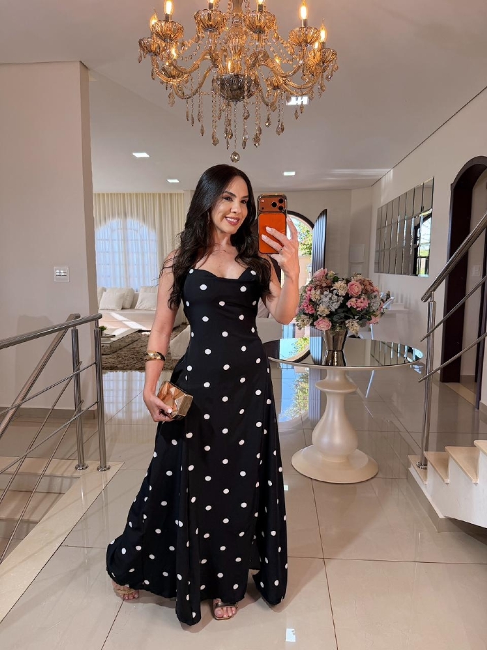 Vestido Rosimara Preto Poá