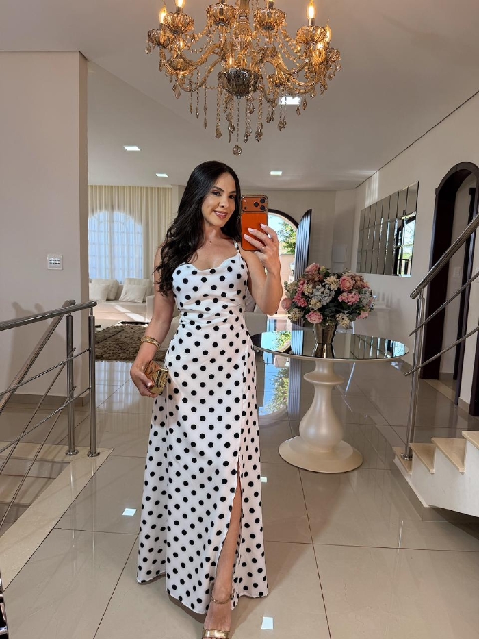 Vestido Rosimara Branco Poá