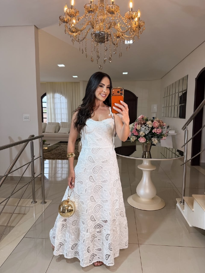 Vestido Renda Importada Darci Branco
