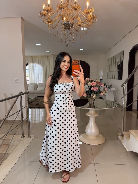 Vestido Alessia Poá Branco
