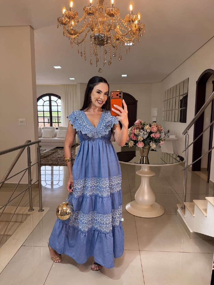 Vestido em Laise Jeans Leonette