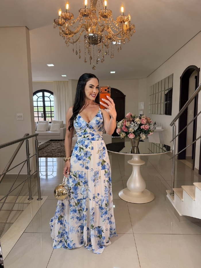 Vestido Floral Heloá Azul