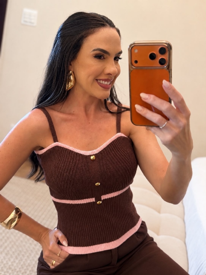 Blusa Tricô Modal Ametista Marrom