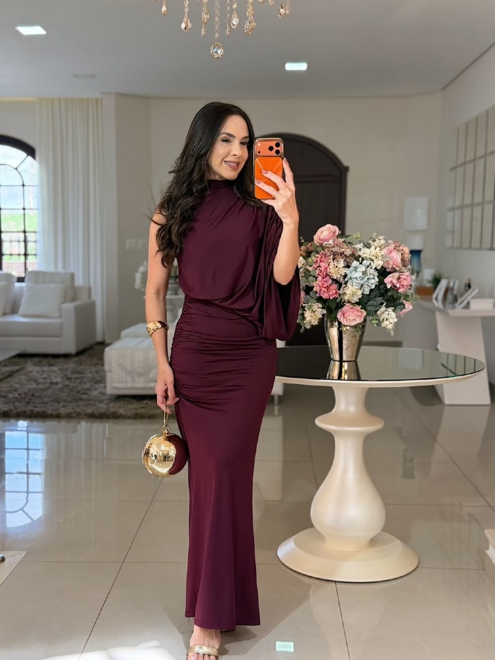 Vestido Paolla Marsala