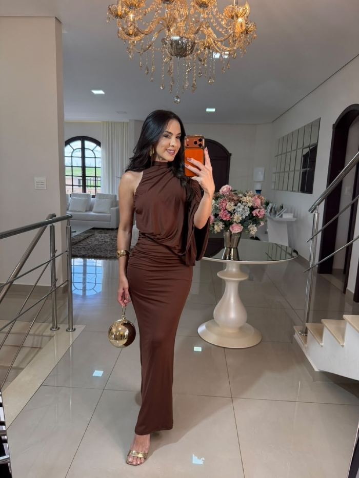 Vestido Paolla Marrom