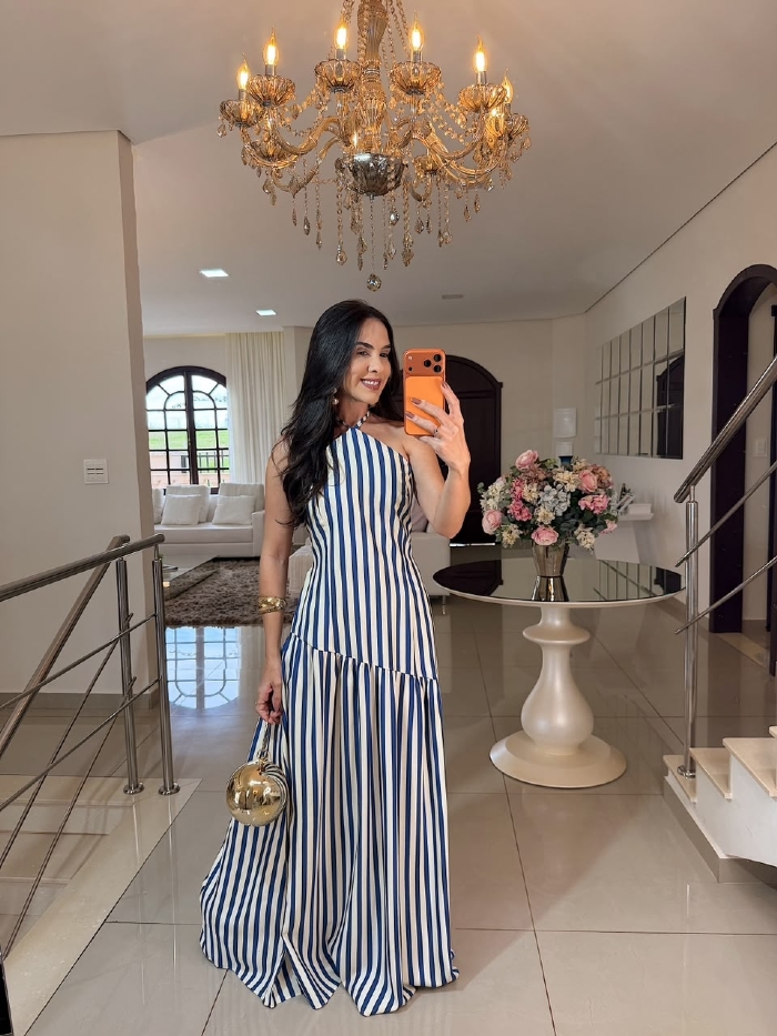 Vestido Listrado Delphine Azul Jeans