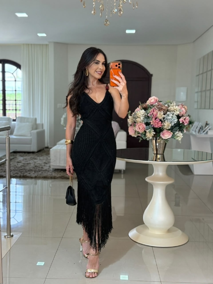Vestido Tricô Violeta Preto