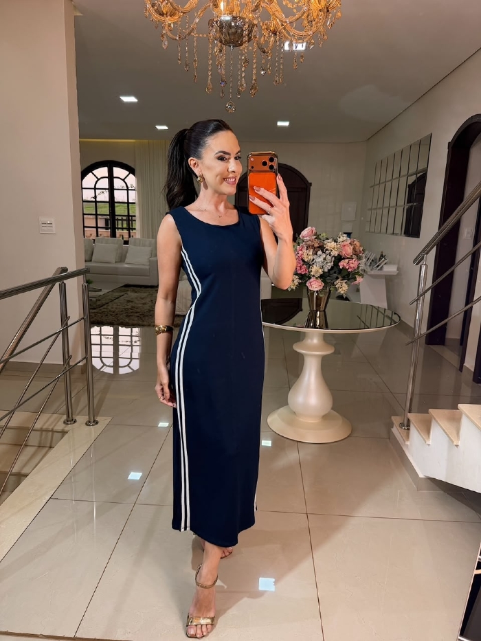 Vestido Moletinho Luci Azul Petróleo