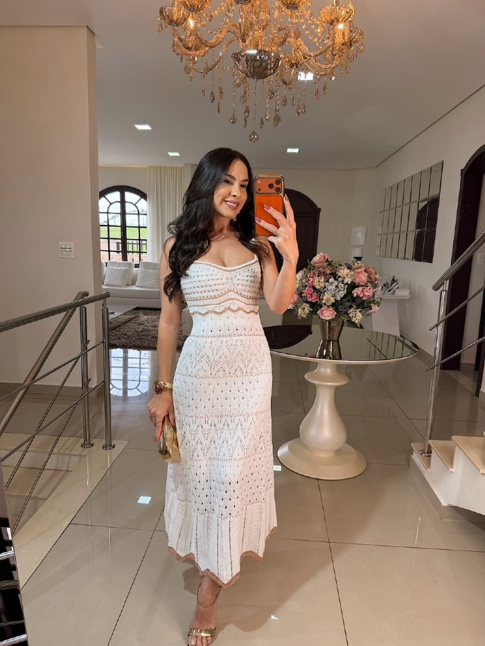Vestido Elisângela Branco/Nude