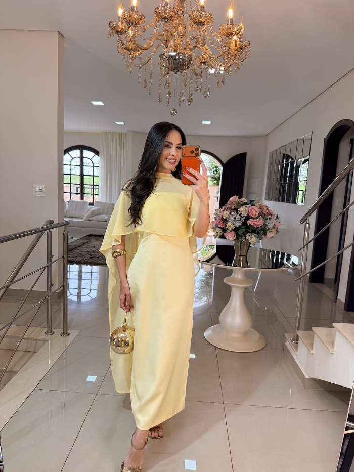 Vestido Capa Amélie Amarelo