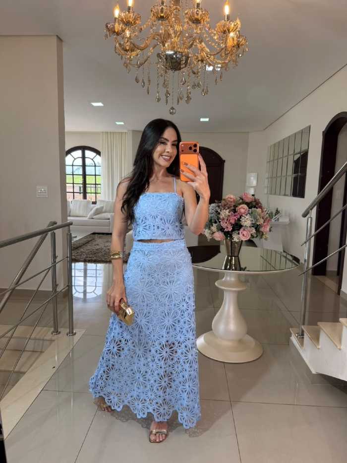 Conjunto Renda Guipir Yas Azul