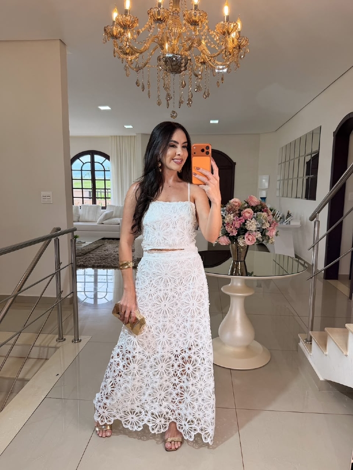 Conjunto Renda Guipir Yas Branco