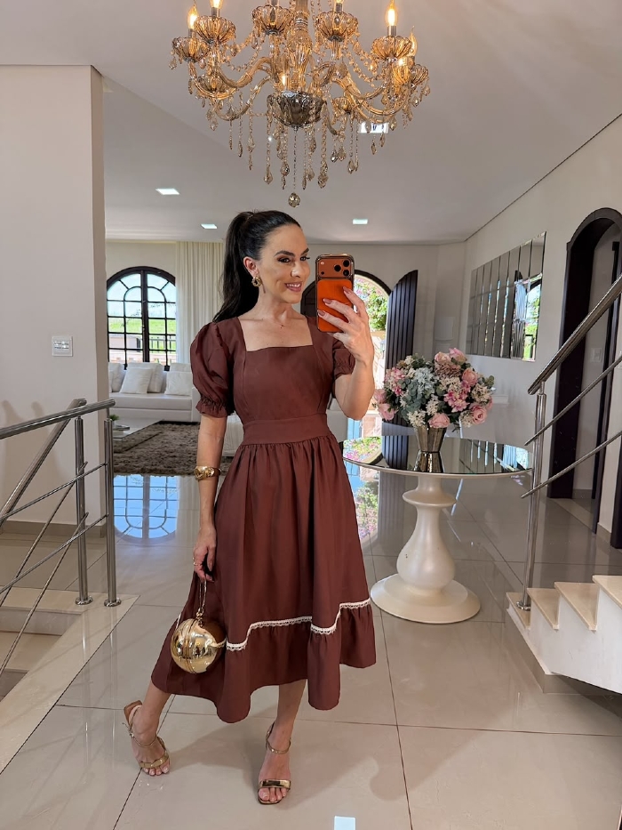 Vestido Margarete Marrom