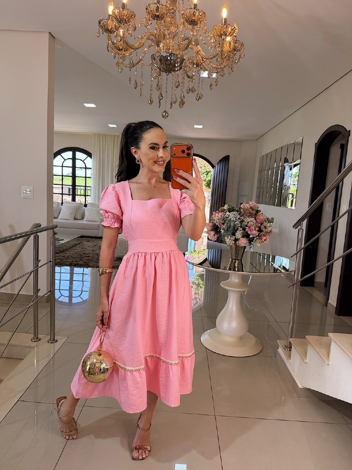 Vestido Margarete Rosa Bebê