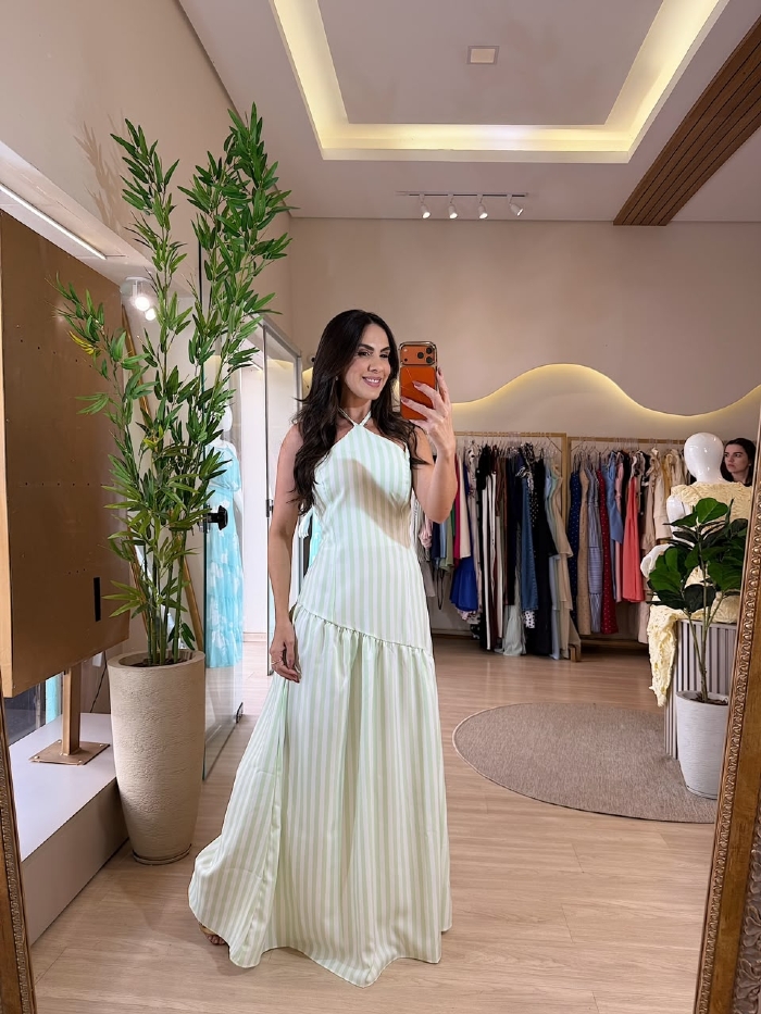 Vestido Listrado Delphine Verde