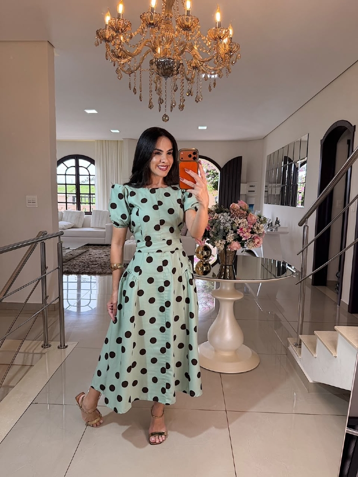 Vestido Vanúbia Verde Poá