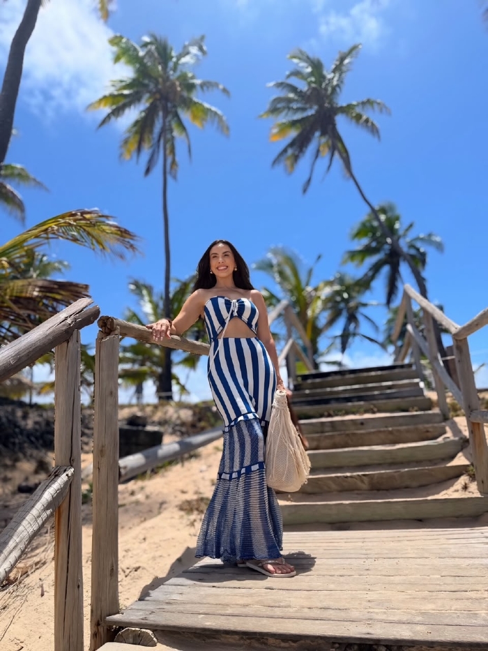 Vestido Kaira Azul/Branco