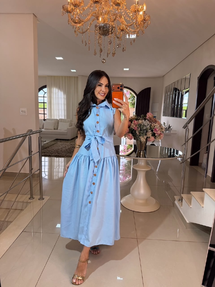 Vestido Iranir Azul Bebê