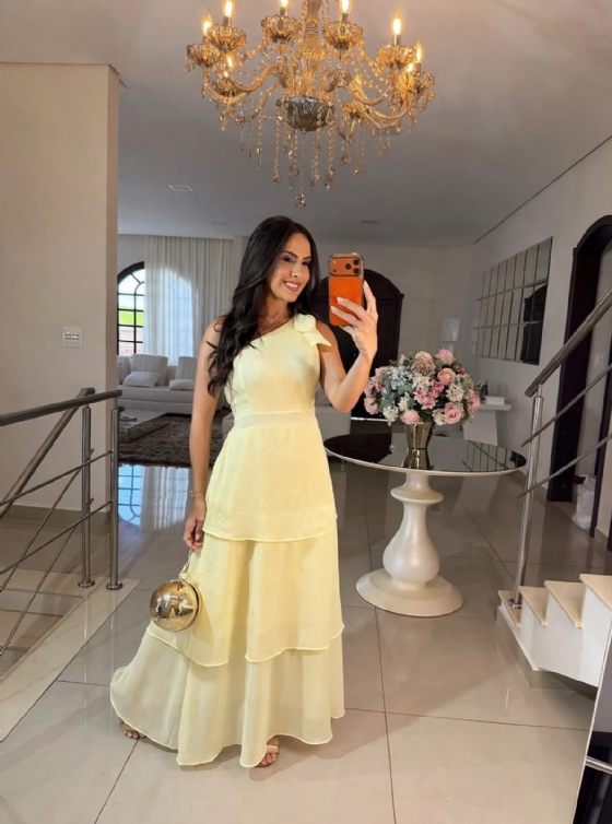 Vestido Dejane Amarelo Manteiga