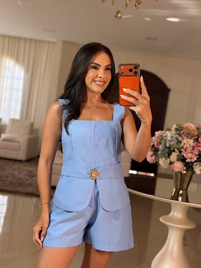 Conjunto Alfaiataria Rejane Azul Bebê
