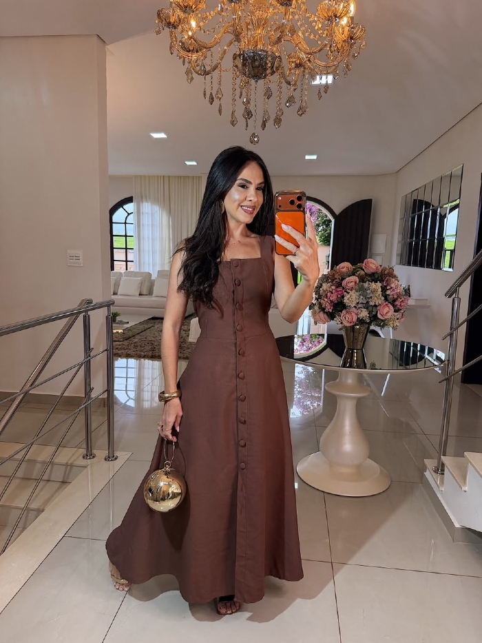 Vestido Consolação Marrom