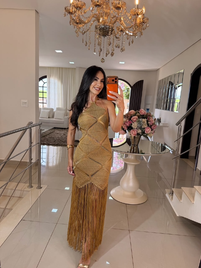 Vestido Franjas Dominique Nude
