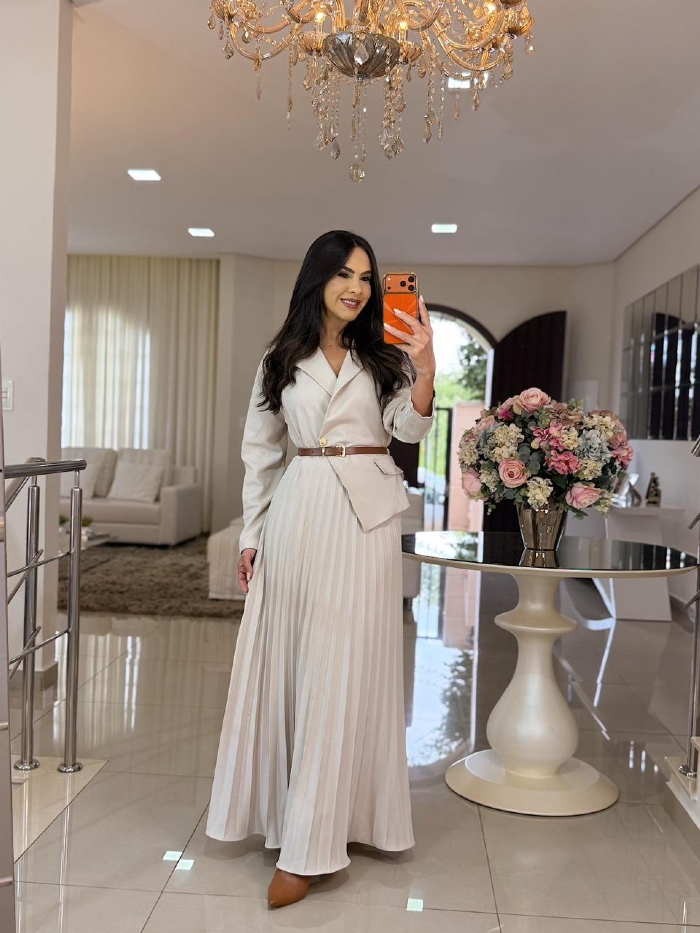 Vestido Blazer Plissado Valentina Branco