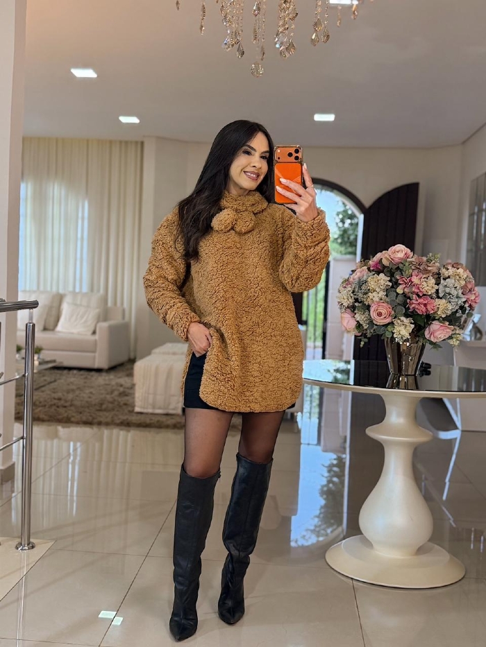 Blusão Teddy Caramelo