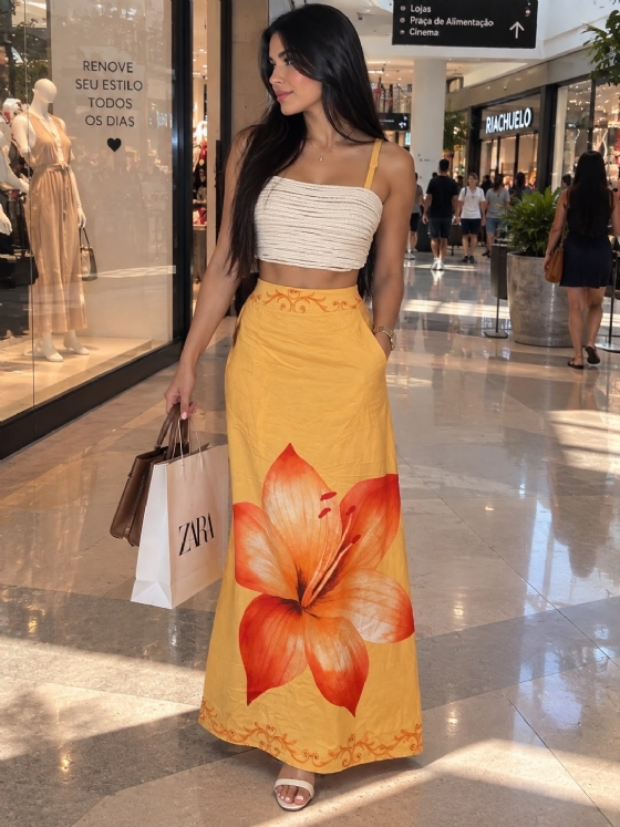 Conjunto Leona Floral Amarelo
