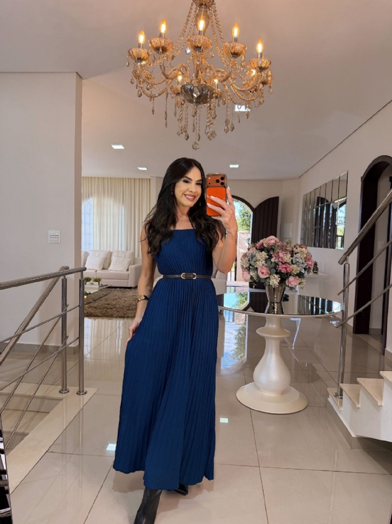 Vestido em Tricô Importado Julia Azul Escuro